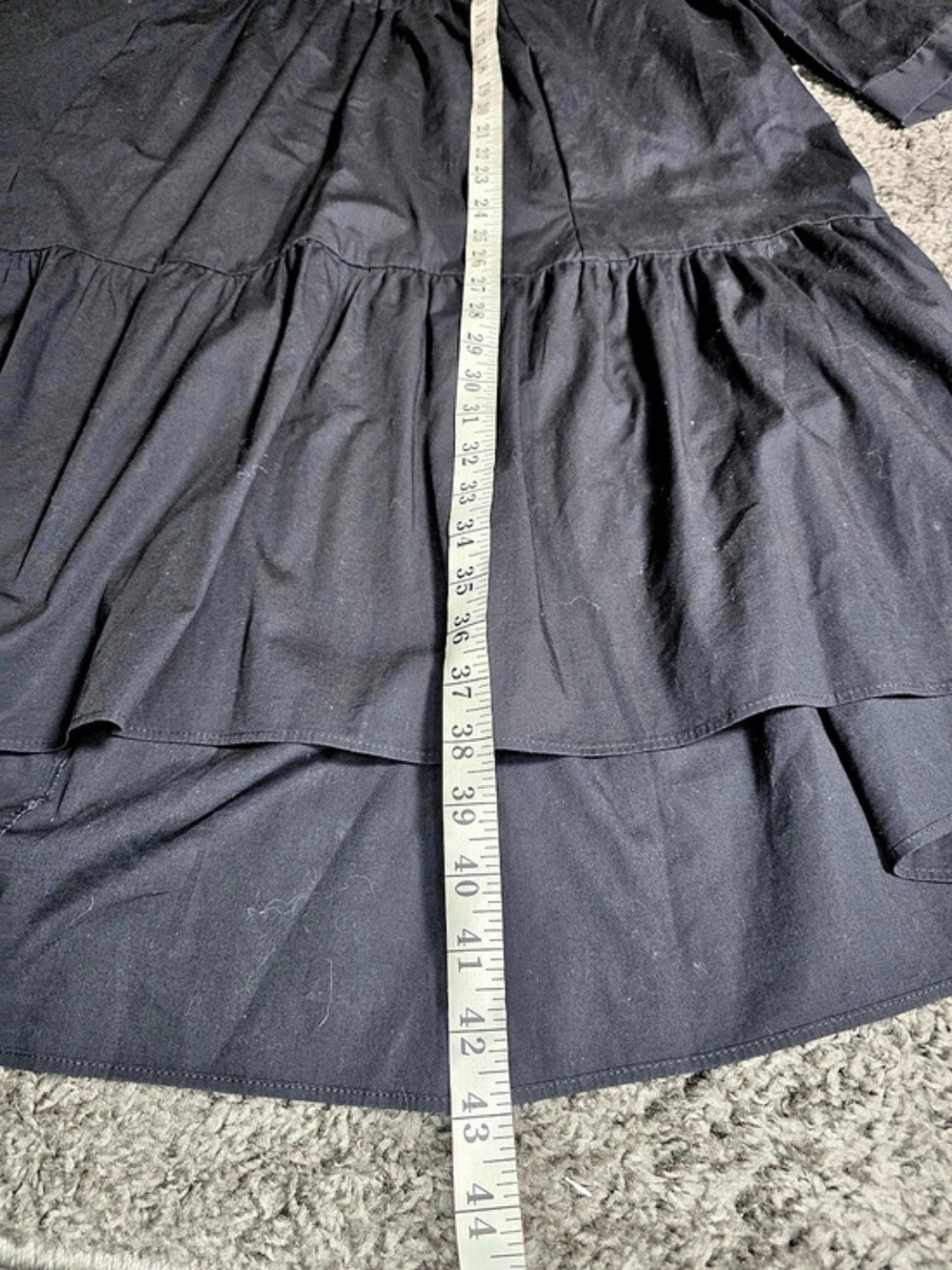 Zara Poplin Tiered Asymmetric Hem Dress Black XS - Picture 6 of 7